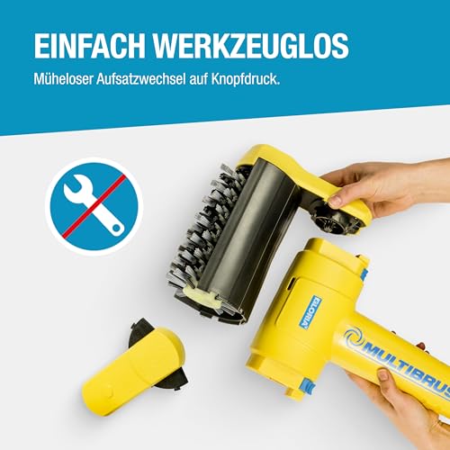 GLORIA MultiBrush speedcontrol PLUS I Elektrische Reinigungsbürste für Stein, Fugen, Holz, Kanten & Rasen | Für Terrasse, Wege & Garten | 11-in-1 Oberflächenbürste | Inkl. Fugenbürste & Steinreiniger