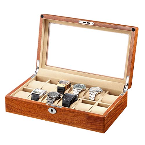 Preisvergleich Produktbild Aufbewahrung 12 Uhr Uhrenbox Haushalt Uhr Aufbewahrungsbox Tragbares Uhranzeigenbehälter Feld Glasoberlicht Mit Schloss (Color : B. beige Lining, Size : 33.5 * 19.8 * 8.8cm)