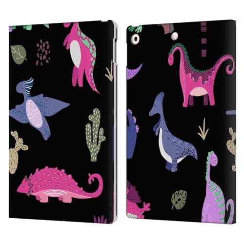 Protection iPad 10.2 pour dessiner et regarder des vidéos Étui en cuir Haroulita forêt de dinos