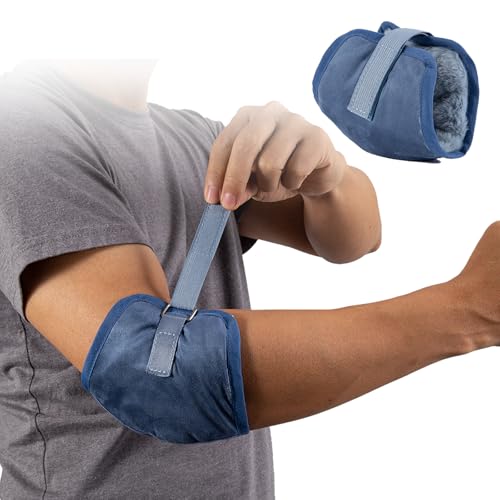 Elbow Pads for Pressure Sores & Bedsores, Premium Suede and Fluff Elbow Protectors No Sponge Design, Adjustable Medical Elbow Protector Pads for Elderly Bedridden Care & Office, Universal Size Blue
