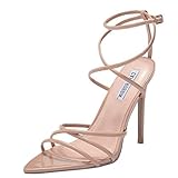 Cape Robbin Womens Strappy Pointy Open Toe Ankle Strap Stiletto Sandal-Ada,Nude,6