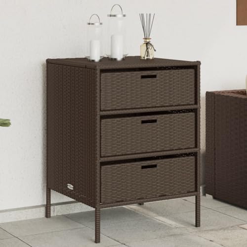 Xichuzi Armario de almacenaje de jardín ratán PE marrón 55x59x80 cm, Armario Exterior Escobero, Mueble Exterior Almacenaje, Armario Exterior Jardin, Muebles Jardin Exterior - 365552