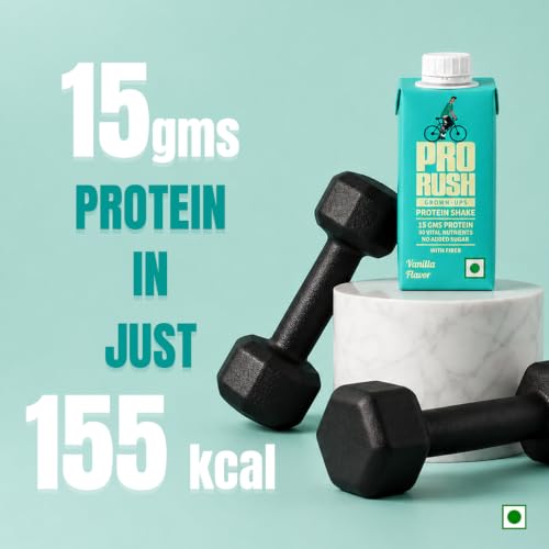 Image of ProRush Vanilla Protein Shake 250ml (Pack of 2) | Ready-to-Drink Protein Beverage with High Protein & Vitamins | Vanilla Flavour | Post Workout & Daily Nutrition Drink