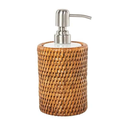 La Jolla Rattan Soap Dispenser in Honey-Brown
