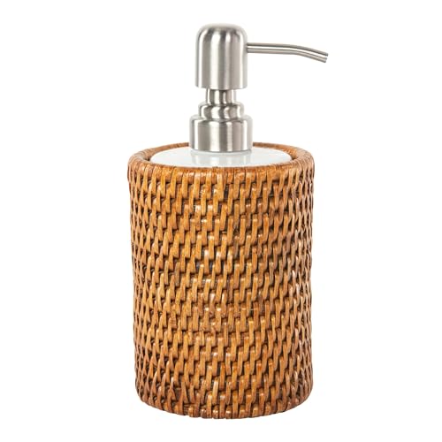 La Jolla Rattan Liquid Soap Dispenser (12 fl.oz.), Honey-Brown