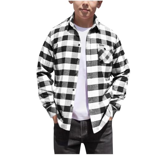 Huoghebg Kinder Jungen und Mädchen Hemd Kariertes Flanellhemd...