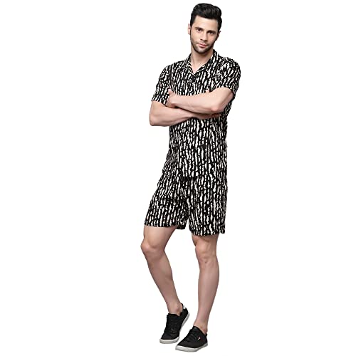 Image of Rigo Printed Co-Ord Set for Men's | Casual Shirt & Shorts Night Suit Set | Lounge-wear Nightdress Pajama Set for Men's | Night Wear, Beach Wear, Vacation Wear Outfit