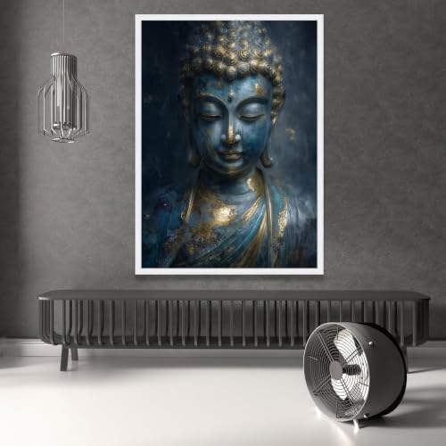 Tableau de décoration intérieure Bouddha bleu or 50 x 75 cm