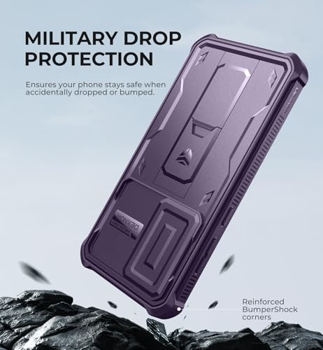 Image of Dexnor for Samsung Galaxy S24 FE Case with Built-in Slide Camera Cover & Screen Protector & Kickstand,Heavy-Duty Rugged Case Full-Body for Every Adventure for Galaxy S24 FE(2024),Phantom Purple