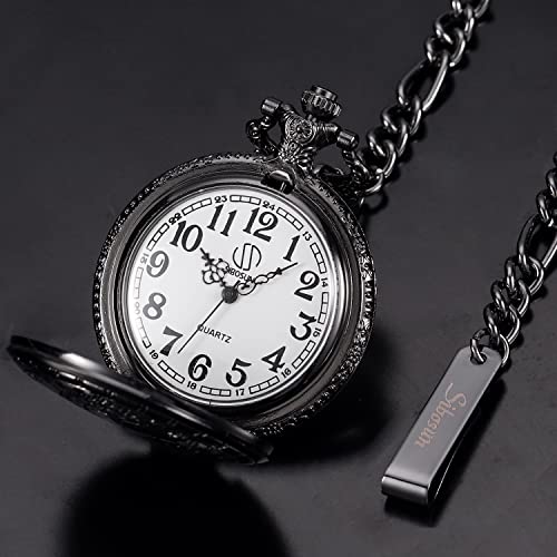 Sibosun Doctor Who Pocket Watch Dr. Who Quartz Pocket Watch With Chain For Men Women Black Case White Dial Vintage Full Hunter… #TOP4