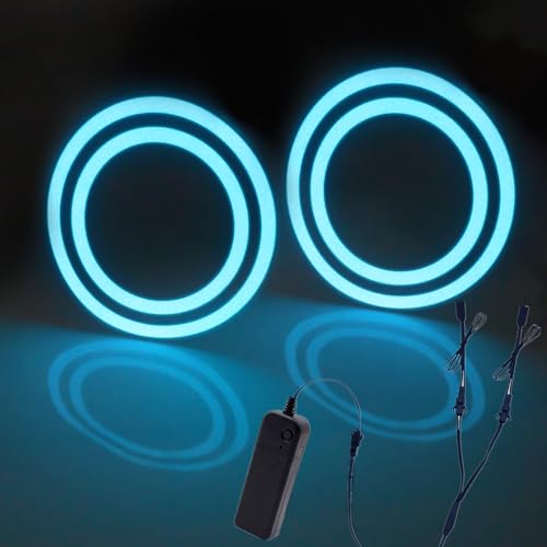 Ourbest IcyBlue, pannello luminoso ad anello circolare per maschera, cosplay, compatibile con modificazioni fai da te lampada di carta al neon tagliabile, 13 cm, 2 pezzi