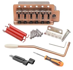 Durable and Long-lasting: Crafted from high-quality zinc alloy, our Guitar Tremolo Bridge Set is built to withstand years of heavy use, ensuring its durability and longevity Elegant Aesthetic Appeal: Featuring a beautiful red copper color, this tremo...
