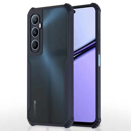 Image of Pikkme Back Cover for Realme C65 | Ultra Hyrbid | Full Camera Protection | Raised Edge | Crystal Clear Transparent Bumper Case (Blue)