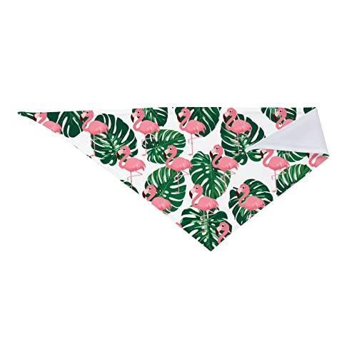 Tropical Flamingo Leaves Dog Bandana - 1Pack Washable Dog Scarf Triangle Bibs Cute Pet Bandana For Medium Large Dogs Puppy And Cats #TOP5