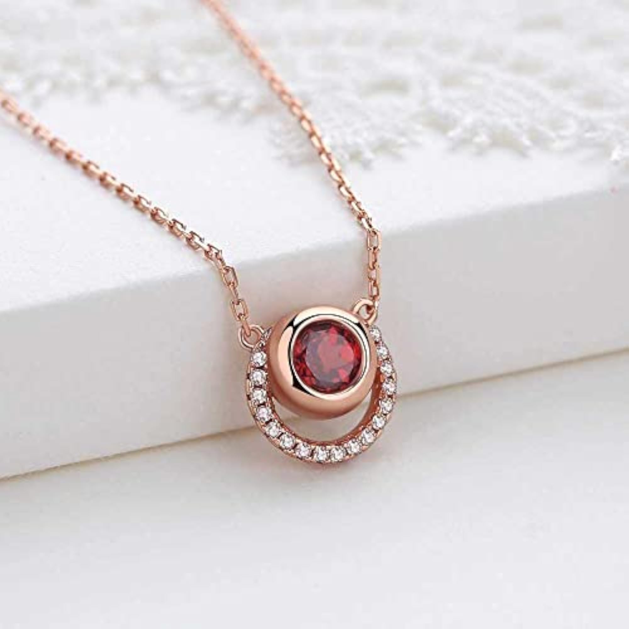 Bling Queen Garnet Zirconia Pendant Necklace