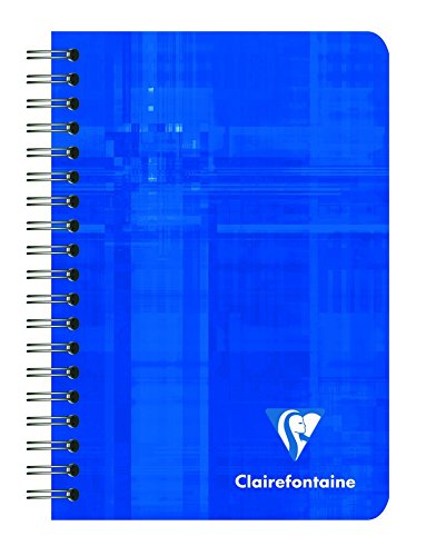 Clairefontaine 668592AMZC - Un lot de 4 carnet à spirale 100 pages 9,5x14 cm 90g petits carreaux, Couverture carte couleurs assorties aléatoires