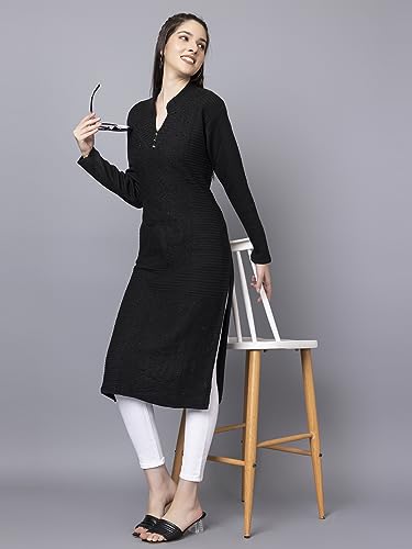 Image of Tysort Women's Winter wear Desiner Kurtas Embroidery Woolen Kurtis for Women