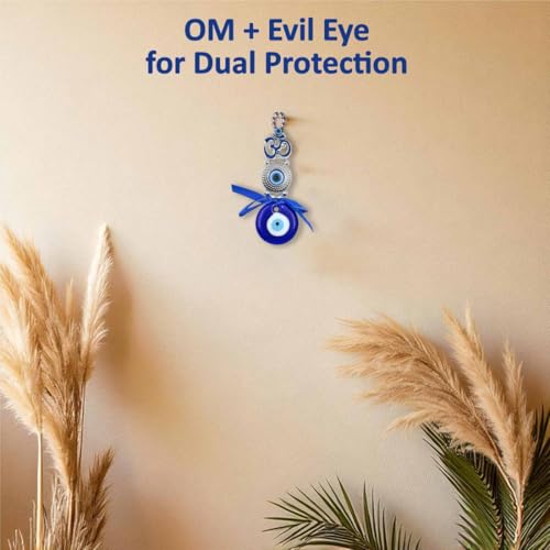 Image of PACKNBUY OM Turkish Evil Eye Nazar Battu Hanging for Home Entrance Main Door Good Luck Vastu Feng Shui Decor OM Protection Charm Positive Energy Spiritual Wall Hanging for Office Shop Car