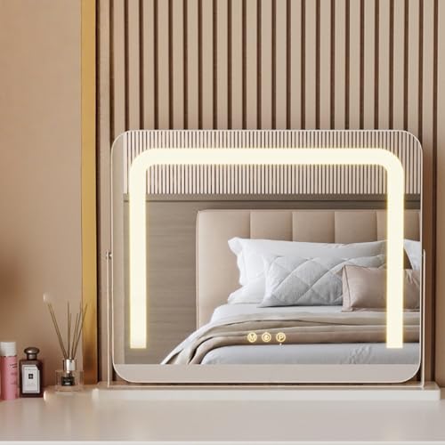 APSEQR Vanity Mirror with LED Light, LED Tabletop Vanity Mirror,