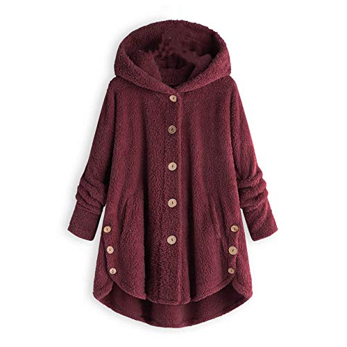 Preisvergleich Produktbild Hhckhxww Leopardenmuster PlüSchmantel Knopf Kapuzenpullover Frauen