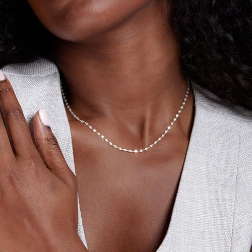 925 Sterling Silver Choker Necklace Figaro Link Chain Necklace for Women Simple Dainty 16K Gold Necklace for Women Minimalist Waterproof Link Silver Necklace Trendy Jewelry Gifts2