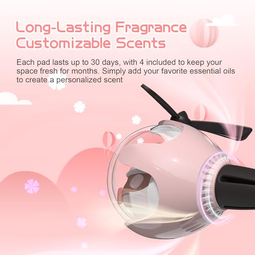 Image of Pink Kitty Car Air Freshener with 6-Color Auto Light Up & 4pcs Scented Tablets - Subtle Fragrance, Decorative Auto Accessories,Cute Mother's Day and Father's Day Small Gift