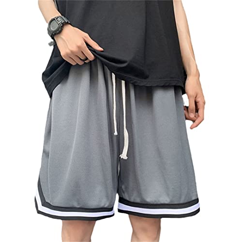 Short décontracté séchage rapide AXEBHPED pour homme, taille élastique confort été gris XL