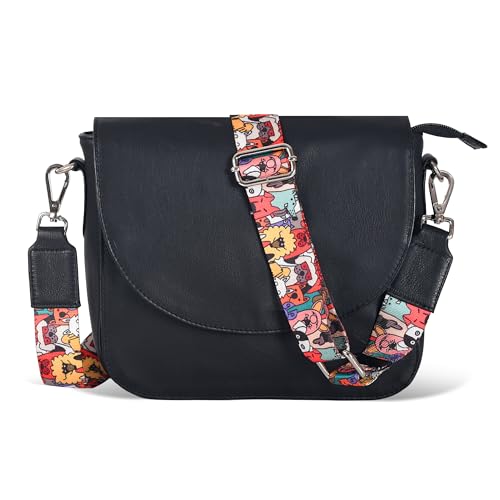 Image of Genuine Leather Shoulder Crossbody Purse For Women with Adjustable Strap, Mobile Pocket & Outside & Inside Zipper