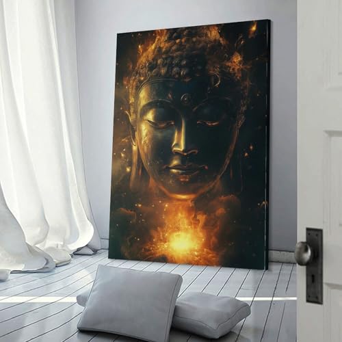 Affiche Bouddha en flammes 50x75 cm décoration murale moderne