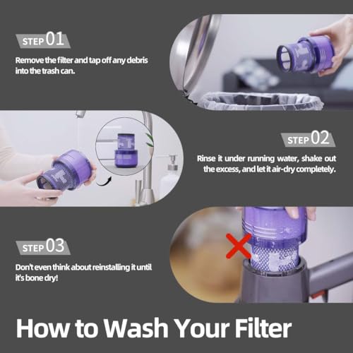 Image of 2 Pack Filters Replacement Compatible with Dyson V11 Animal, V11 Torque Drive, V11 Complete, V11 Extra, V15 /V15s Detect, Washable, Reusable Cordless Vacuum Filter for Pet Hair, Dirt, Dust