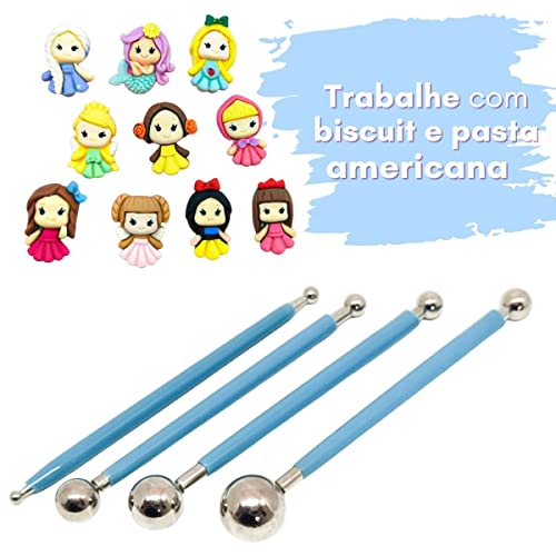 Kit Boleador de Pasta Americana Biscuit Ponta Dupla em Inox Para Scrapbook Eva Decoupagem