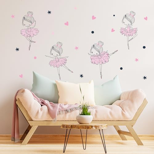 4 Vinilos Decorativos Bailarinas Para Pared Habitación Niñas miniatura 3