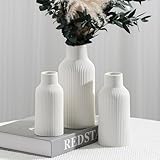 vase Hanaomaoyi Petit vase à fleurs blanc en céramique avec herbe de la pampa pour décoration, table à manger, décoration d\'étagère, cheminée, décoration d\'entrée et centres de table, minimaliste moderne,