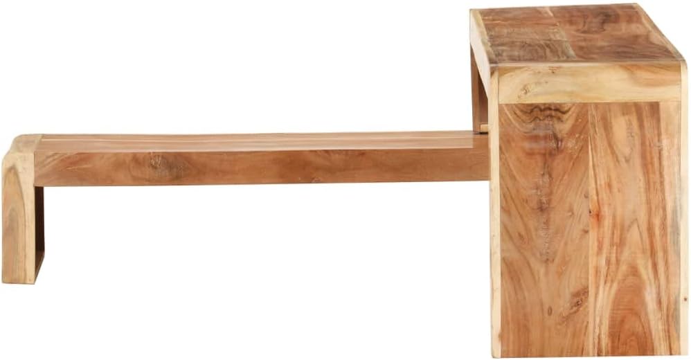 Adjustable Length TV Cabinet Solid Acacia Wood Entertainment Center Rustic Brown Rectangular Media Console 47.2 x 47.2 x 9.1 in for Living Room Bedroom