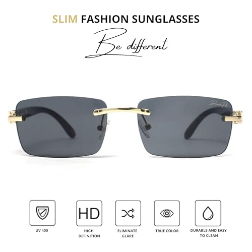 Diamond's Roar Slim Fashion Rimless Sunglasses for Women Men Retro 80s 90s UV400 Frameless Shades Trendy Elite Eyewear3