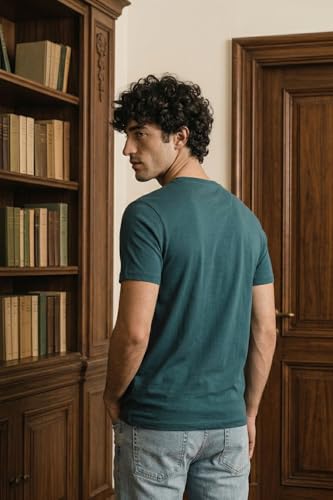 Image of Louis Philippe Men's Slim Fit Signature Graphic Print Premium Breathable Cotton, All Day Comfort Half Sleeve Crew Neck Tshirt