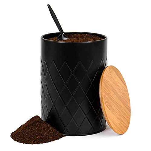 Aluminum Coffee Canister With Bamboo Lid - Multifunction Coffee Canister With Airtight Lid And Kitchen Canister For Sugar And Tea - 7.5" Aluminum Coffee Container For Ground Coffee By Studiocorner #TOP7