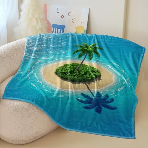 Couverture île tropicale haut de gamme 200x200 cm en flanelle douce - 3