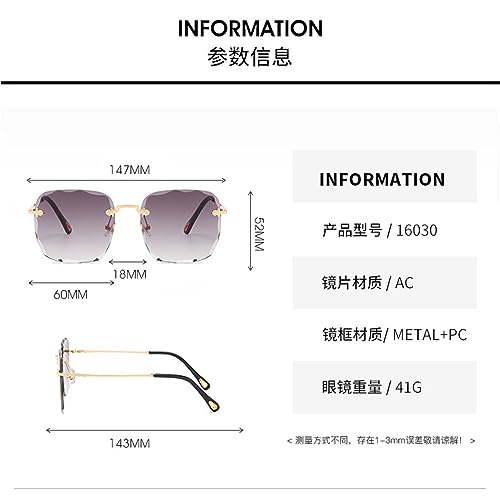 HMRGLMIE-Rimless Female Sunglasses Metal Gradient Glasses Anti-Glare Mirror Vintage Sunglasses3