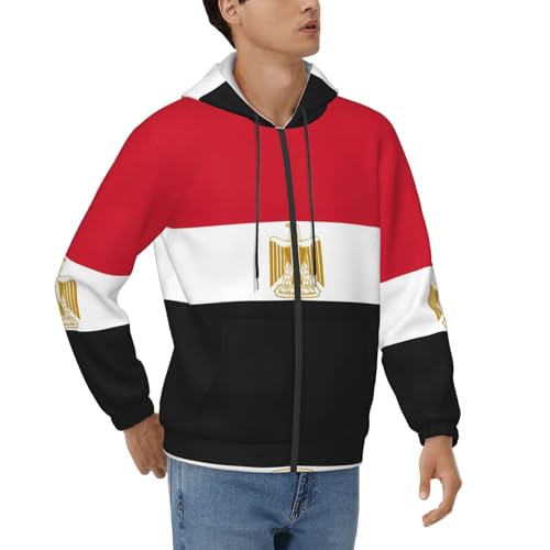 Sweat drapeau égyptien pour homme pull décontracté à capuche et cordon