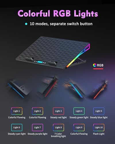 AICHESON Laptop Cooling Pad, 15 Powerful Cooling Fans, Gaming Laptop Cooler with RGB Lights for 15-17.3 inch PC Computers - Image 5