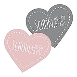 Frau WUNDERVoll® 100 KONFETTI Herzen SCHÖN, DASS DU DA BIST, rosa grau/Tischkonfetti, Hochzeit Deko, Tischdekoration, Streudeko, Geburtstag, Shooting, Babyshower, Kindergeburtstag