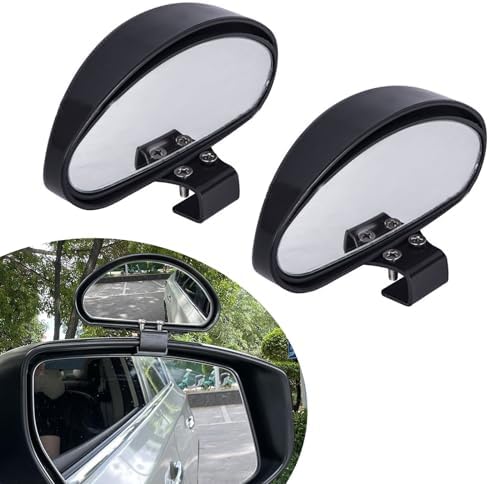 2 PCS Car Reversing Blind Spot Mirror, 4.5″ x 2.9″ HD Glass Adjustable Wide Angle Safety Driving Mirror, Screw Fixed Auxiliary Side Mirrors, Universal for Car Exterior Accessories (Black)