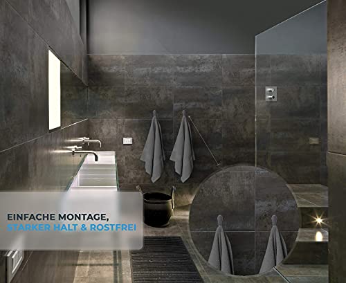 Perfectosan® Zelfklevende handdoekhaken van hoogwaardig roestvrij staal, 4 stuks, 100% roestvrij, praktische houder voor… - Image 7