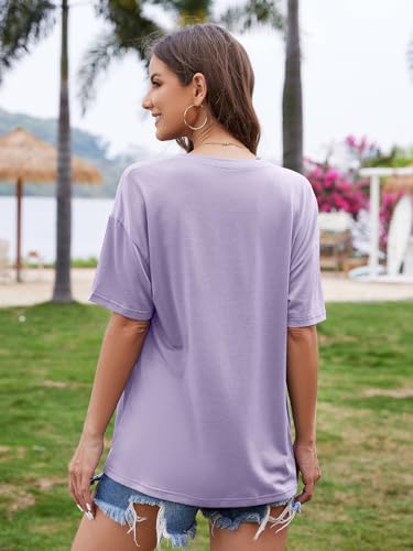 Image of UNCLECAT Womens Deep V Neck T Shirts Summer Oversized Short Sleeve Tops | V Neck, Sexy, Solid, Loose Fit, Casual, Trendy, Going Out, Daily Wear, Workout