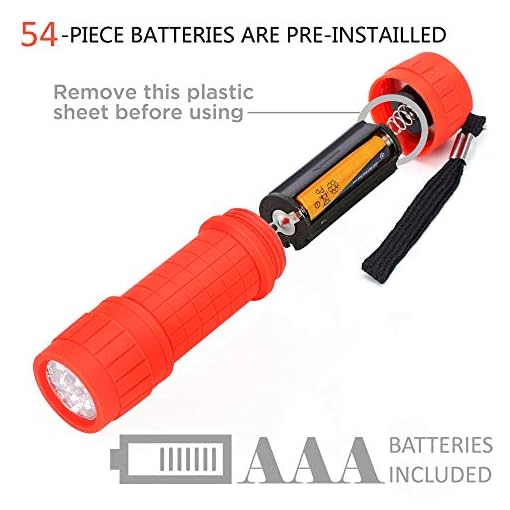 18-Pack, 9-LED Mini Flashlight Set, 54-Pieces AAA Batteries are Included and Pre-Installed, Perfect for Class Teaching, Camping, Wedding Favor - Image 5
