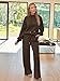AUTOMET Lounge Sets for Women Sweatsuits 2 Piece Outfits 2025 Chocolate Brown Fall Clothes Sweatshirt Wide Leg Sweatpants Coffee M