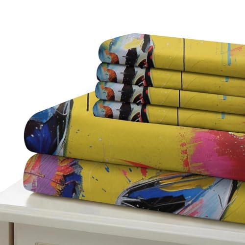 Housse de couette girafe colorée lit King anti-plis ensemble de literie doux - 6