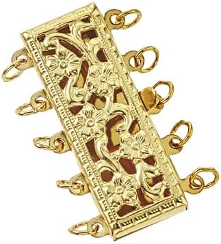 Gold Filled 5 Strand Pearl Clasp, Flower Pattern