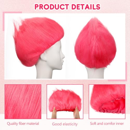 Image of Geyoga 1 Pcs Funny Wig Crazy Hair for Halloween Party,Pink